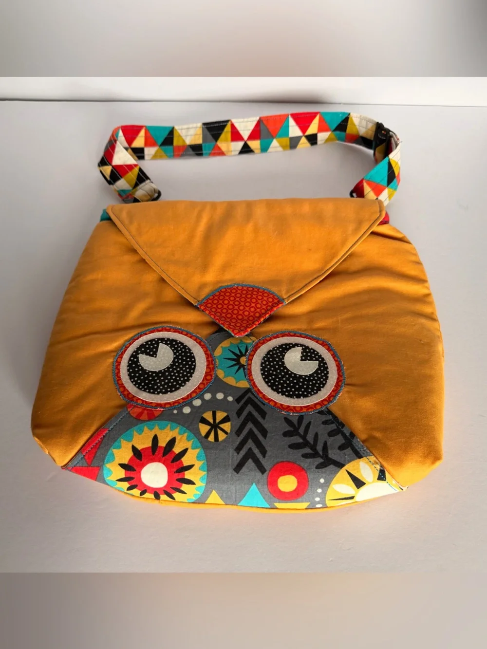 Bright Mustard Owl Crossbody Bag - Handmade Children’s Bag